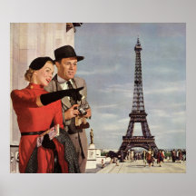 Touristen-reisender Paris-Besichtigungs-Eiffelturm Plakatdrucke