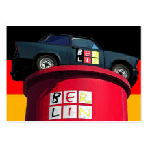 Trabant-Auto, deutsche Flagge, Berlin-Logo Visitenkartenvorlagen