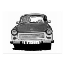 Trabant-Auto-Front, Schwarzweiss, Berlin Visitenkarten Vorlage