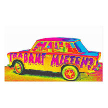 Trabant-Auto für Miete (Mieten), Regenbogen, Weiß- Visitenkarten