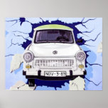 Trabant-Auto, hellblau, Berliner Mauer Posterdrucke