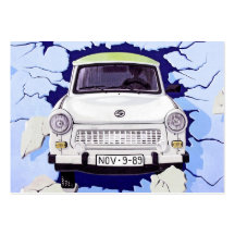 Trabant-Auto, hellblau, Berliner Mauer Visitenkartenvorlagen