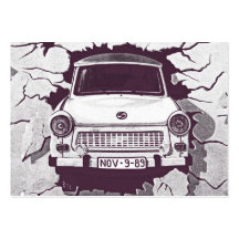 Trabant-Auto, schwarz u. weiß, Berliner Mauer (1) Visitenkarte