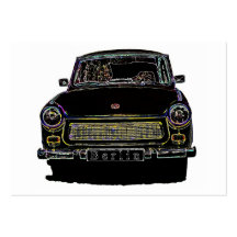 Trabant-Auto, schwärzen umrissene, Vorderansicht Visitenkartenvorlagen
