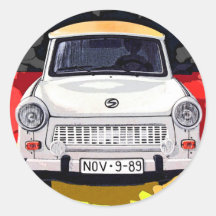 Trabant-Auto und deutsche Flagge, Berliner Mauer Runde Sticker