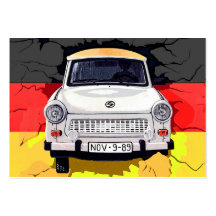 Trabant-Auto und deutsche Flagge, Berliner Mauer Visitenkarten Vorlage
