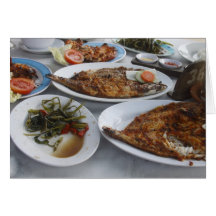 Traditionelle gegrillte Balinese-Meeresfrüchte Grußkarte