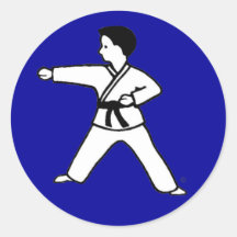 Traditionelles Karate Kid 3 auf Königsblauaufklebe