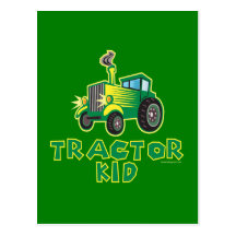 Traktor-Kind, grün Postkarten