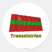 Transnistrien Fliegende Flagge MIT Namen Runder Sticker