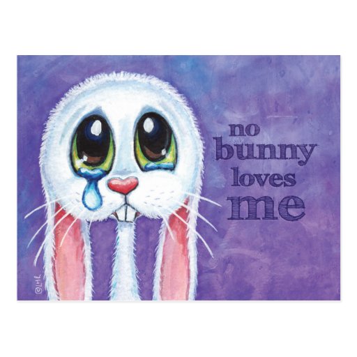 Traurige einsame weiße KaninchenPostkarte Zazzle