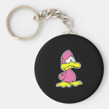 traurige rosa Ente Schlüsselanhänger