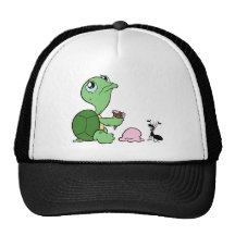 Traurige Schildkröte-glückliche Ameise Trucker Mützen