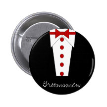 Trauzeuge-Knopf (rot) Anstecknadelbutton