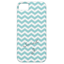 Trendy hellblauer Zickzack Zickzack mit Namen iPhone 5 Case