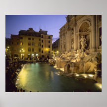 Trevi-Brunnen nachts, Rom, Lazio, Italien Posterdruck