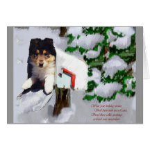 Tri Farbecollie-Welpen-Weihnachtsgeschenke Karte