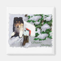 Tri Farbecollie-Welpen-Weihnachtsgeschenke Kühlschrankmagnete