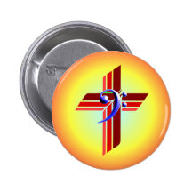 Tri Farbekreuz mit Bassschlüssel Anstecknadelbuttons