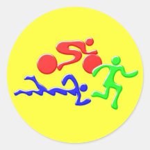 TRI Triathlon-Schwimmen-Fahrrad-Lauf-FARBEzahlen E Runde Sticker