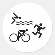 Triatholon - laufendes Schwimmenradfahren Runder Sticker