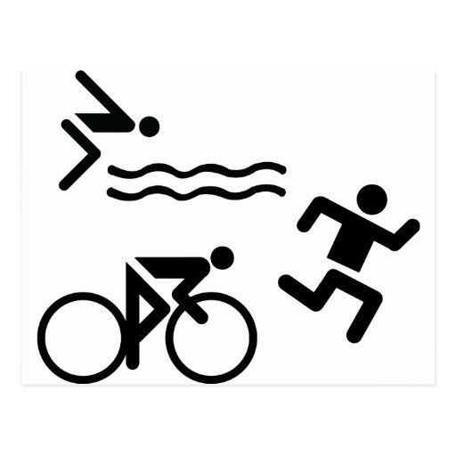 Triatholon - laufendes Schwimmenradfahren Postkarte