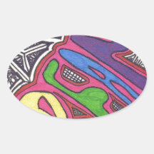 Tribal Design Oval Stickers