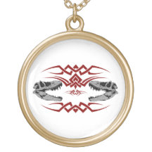 Tribal T-Rex Skulls red Custom Necklace