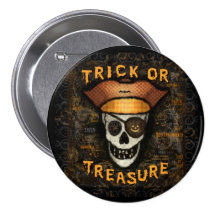 Trick-oder Leckerei-Halloween-Piraten-Knopf Buttons