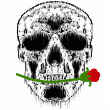 Tropfender weißer Schädel mit Rosen-Verzierung Foto Ausschnitte