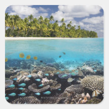 Tropische Lagune in SüdAri Atoll Quadrataufkleber