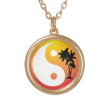 Tropische Palmen Yin Yang Halskette