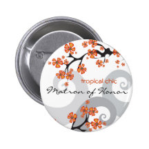 Tropischer Blumen-Strudel-Hochzeits-Namen-Umbau/Kn Button