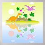 Tropischer Dinosaurier-Insel-Plakat-Druck