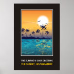 Tropischer Sonnenuntergang mit motivierend Druck d Plakat