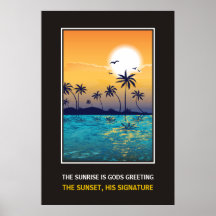 Tropischer Sonnenuntergang mit motivierend Druck d Plakat
