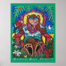 Tropischer Zachary Bear® Plakate