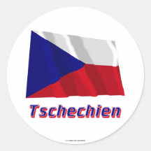 Tschechien Fliegende Flagge MIT Namen Runde Sticker