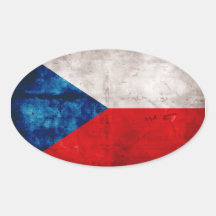 Tschechische Flagge Ovale Aufkleber