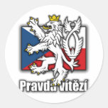 Tschechisches Löwe-Wappen Flagge Runde Aufkleber