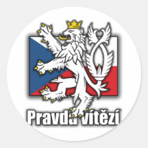 Tschechisches Löwe-Wappen Flagge Runde Aufkleber