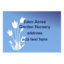 Tulip Silhouette, White on Blue Customizable Business Card