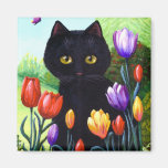 Tulpe-niedlicher schwarze Katzen-Schmetterling Cre Kühlschrankmagnete