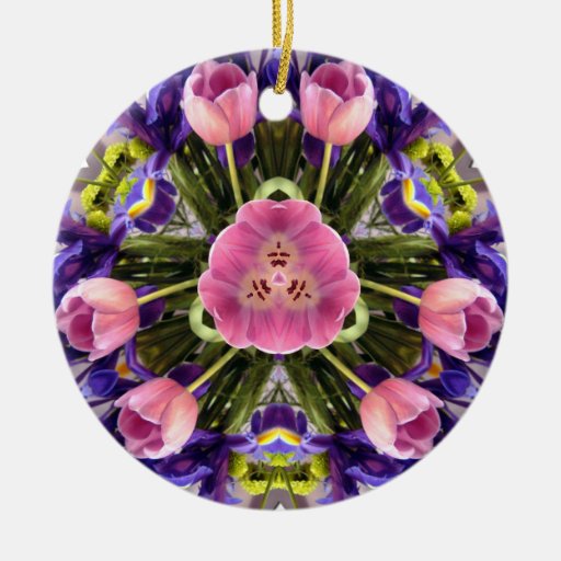 Tulpe-u. Iris-Mandala Weihnachtsbaum Ornament