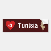 Tunesien-Flaggen-Herz + Karten-Autoaufkleber