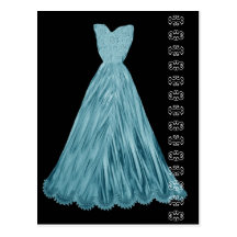 Türkis-Blau-Kleid mit Spitze-Akzent-Postkarte