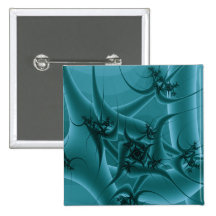 Türkis-Blau und aquamariner Fraktal-Kunst-Entwurf Anstecknadelbutton