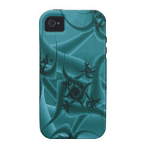 Türkis-Blau und aquamariner Fraktal-Kunst-Entwurf Case-Mate iPhone 4 Hülle