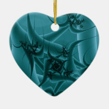 Türkis-Blau und aquamariner Fraktal-Kunst-Entwurf Weihnachtsbaum Ornament