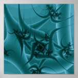 Türkis-Blau und aquamariner Fraktal-Kunst-Entwurf Posterdrucke